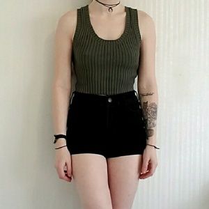 Olive green cropped tank top.